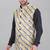  men's lahriya print ethnic nehru jacket - blue yellow