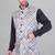 Veera paridhaan men's bandhej print ethnic nehru jacket - blue orange (size 36)