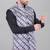  men's bandhej print ethnic nehru jacket - blue