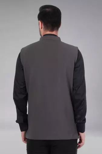 Veera paridhaan men's self texture nehru jacket - dark grey (size 36)