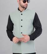  men's self texture nehru jacket - light green