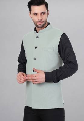  men's self texture nehru jacket - light green 2