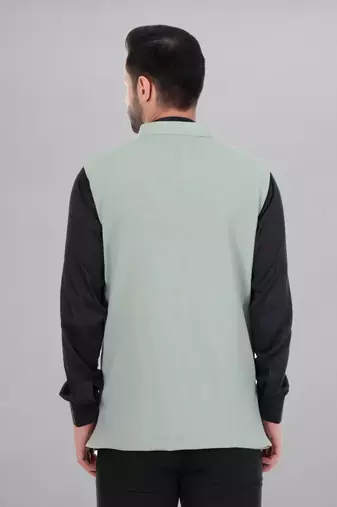  men's self texture nehru jacket - light green