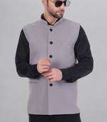  men's self texture nehru jacket - light grey