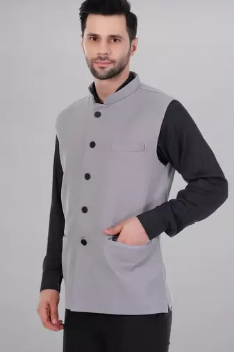  men's self texture nehru jacket - light grey