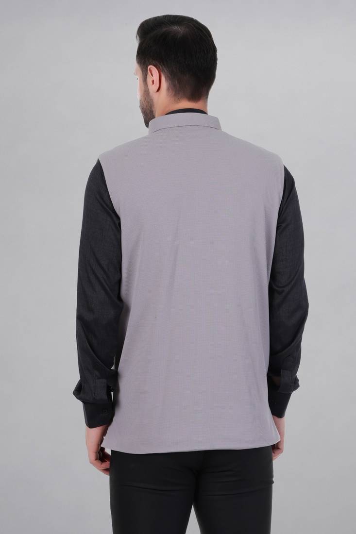  men's self texture nehru jacket - light grey