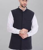 men's self texture nehru jacket - blue