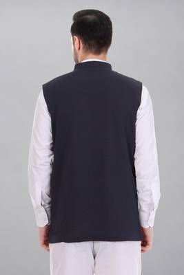  men's self texture nehru jacket - blue 5