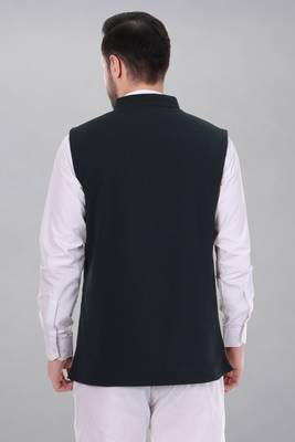  men's self texture nehru jacket - dark green 5