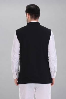  men's self texture nehru jacket - black 5