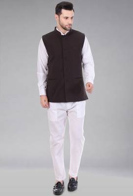  men's self texture nehru jacket - brown 4