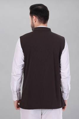  men's self texture nehru jacket - brown 5