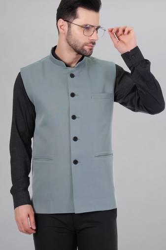 Veera paridhaan men's polycotton nehru jacket - light green (size 36)