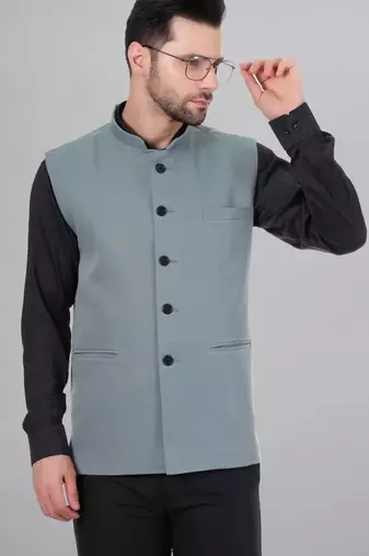 Veera paridhaan men's polycotton nehru jacket - light green (size 36)