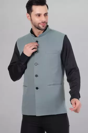Veera paridhaan men's polycotton nehru jacket - light green (size 36)