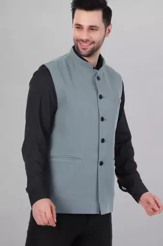 Veera paridhaan men's polycotton nehru jacket - light green (size 36)