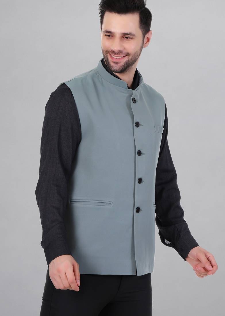 Veera paridhaan men's polycotton nehru jacket - light green (size 36)