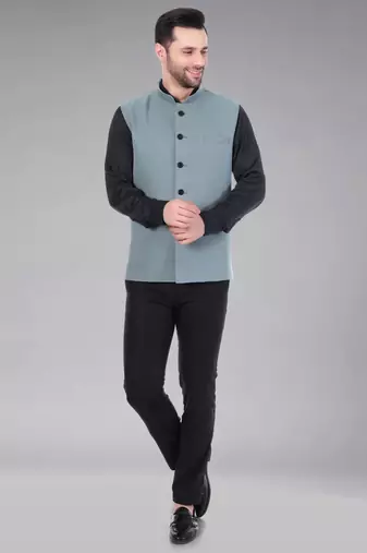 Veera paridhaan men's polycotton nehru jacket - light green (size 36)