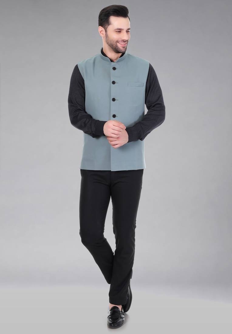 Veera paridhaan men's polycotton nehru jacket - light green (size 36)