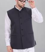  men's polycotton nehru jacket - dark grey