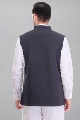  men's polycotton nehru jacket - dark grey 5