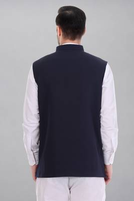  men's polycotton nehru jacket - navy blue 4
