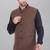  men's polycotton nehru jacket - brown