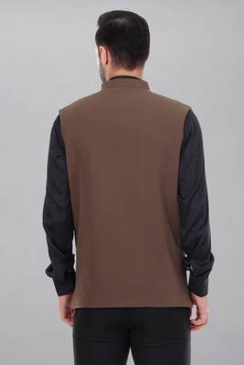  men's polycotton nehru jacket - brown 5