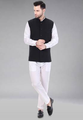  men's polycotton nehru jacket - black 4