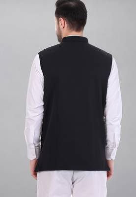  men's polycotton nehru jacket - black 5