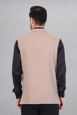  men's polycotton nehru jacket - beige 5