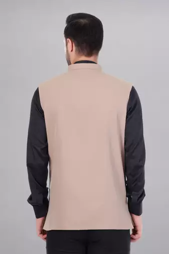  men's polycotton nehru jacket - beige