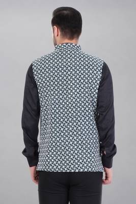  men's kashida embroidered nehru jacket - green 5