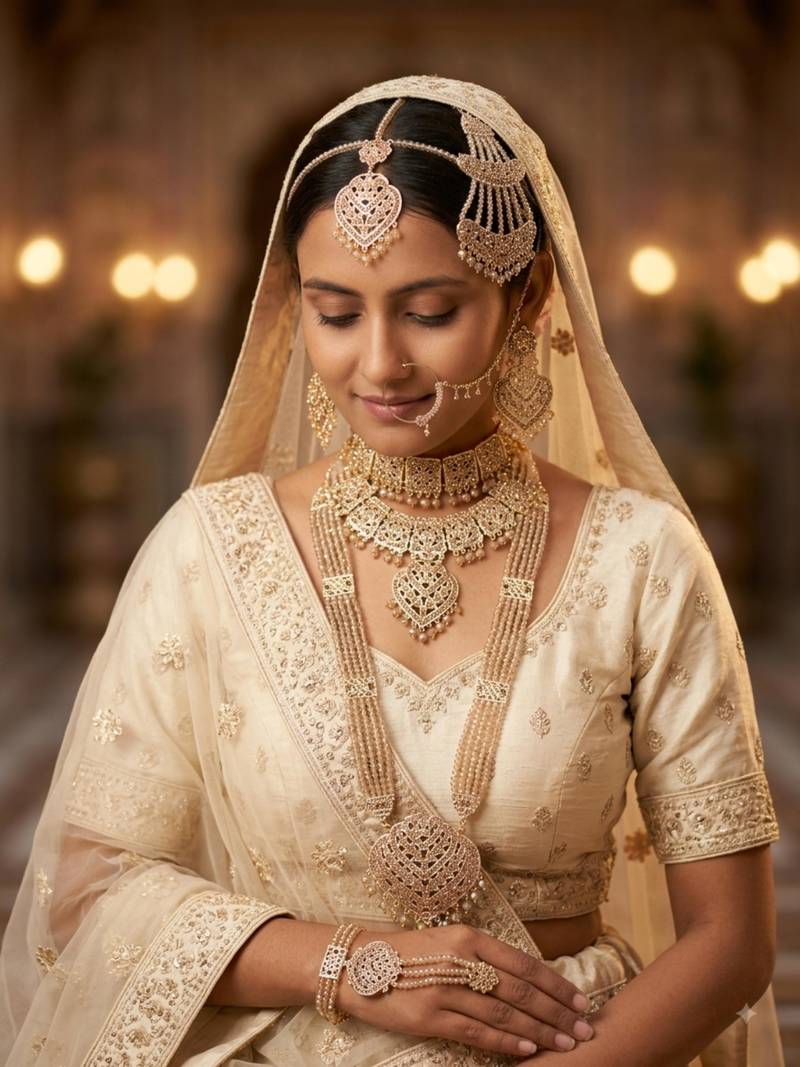 GOLD Moti Kundan Necklace Set for Women