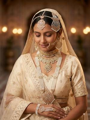 GOLD Moti Kundan Necklace Set for Women 1