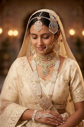 GOLD Moti Kundan Necklace Set for Women