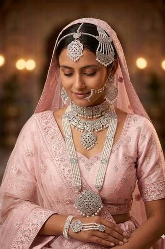 White Moti Kundan Necklace Set for Women