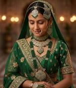 Traditional Green  Moti Kundan Necklace Set for Women