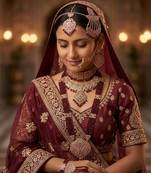 Traditional maroon Moti Kundan Necklace Set for Women