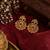 Gold plated traditional temple earrings with ruby & green stones for women