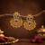 Gold plated traditional temple earrings with ruby & green stones for women