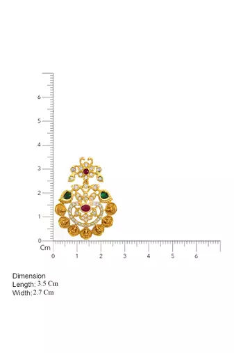Gold plated traditional temple earrings with ruby & green stones for women