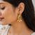 Gold plated ruby green designer earrings with pearl drops for women