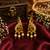 Gold plated ruby green designer earrings with pearl drops for women