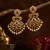 Gold plated ruby green designer earrings with pearl drops | traditional ethnic jewelry