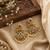 Gold plated ruby green designer earrings with pearl drops | traditional ethnic jewelry