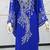 Royal blue silver bedded work georgette stitched kaftan designer party women dresses