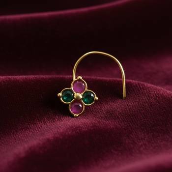 Sizzling gold floral Stone nose ring accessory nosepin or nosering 1