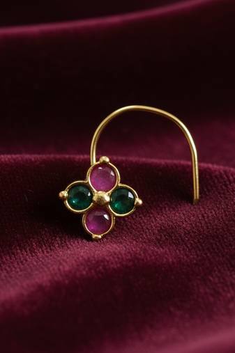 Sizzling gold floral Stone nose ring accessory nosepin or nosering