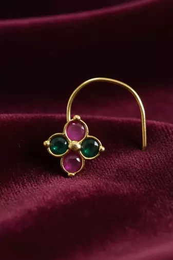 Sizzling gold floral Stone nose ring accessory nosepin or nosering